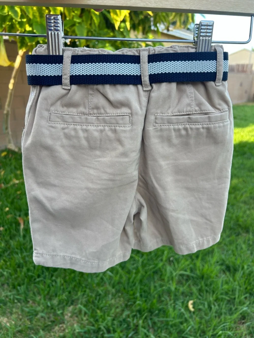 The Children's Place Khaki Shorts with Navy & White Belt